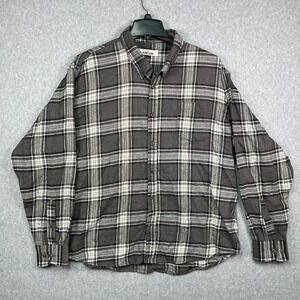 Alpine Lakes Shirt Men's 2XL Gray Madras Plaid Casual Button Up Long Sleeve